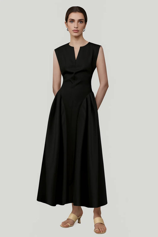 Abito Midi Nero | Elegante | Strutturato e Senza Tempo