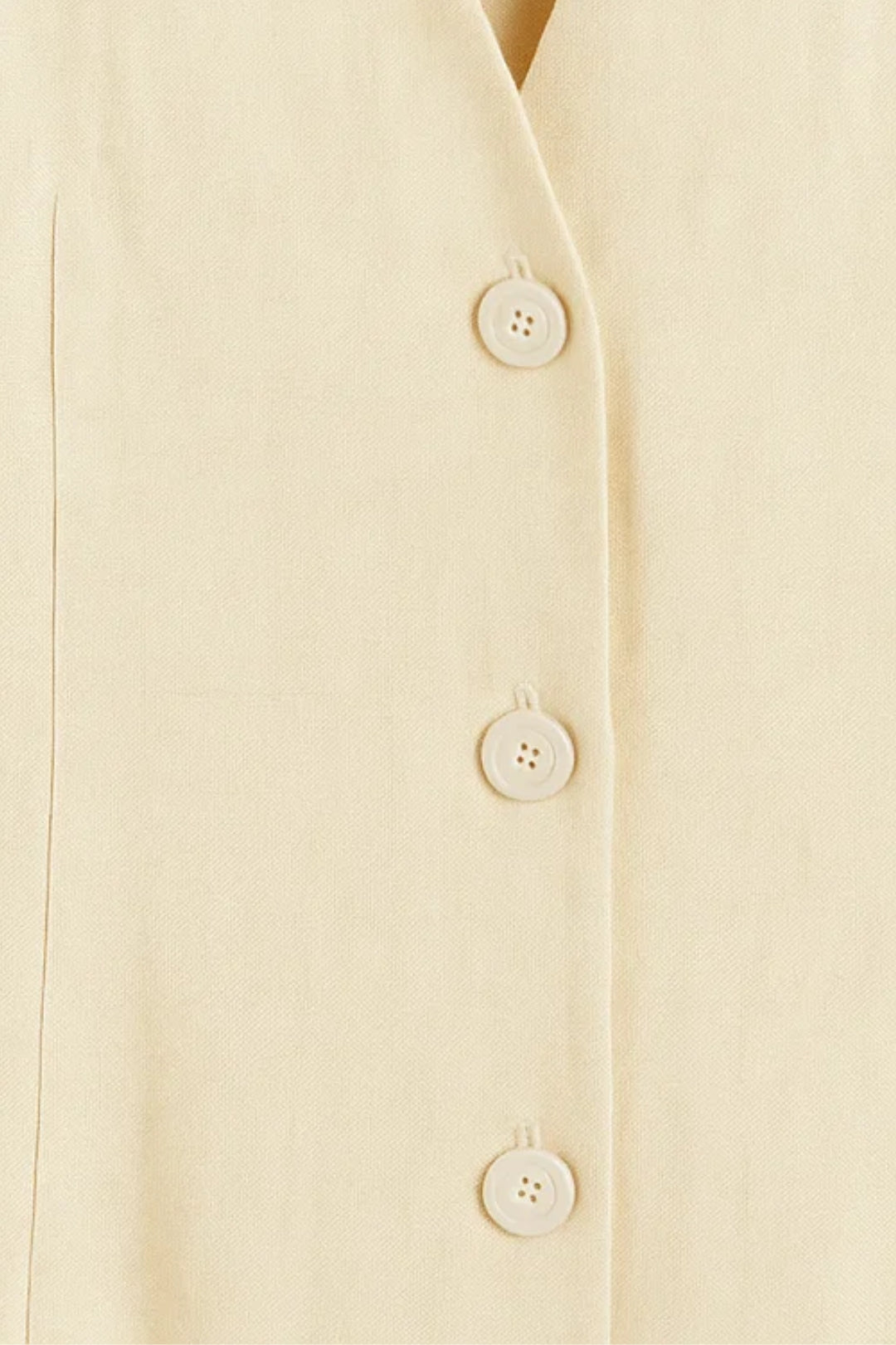 Abito in lino con maniche a sbuffo | Scollo a V | Chiusura con bottoni