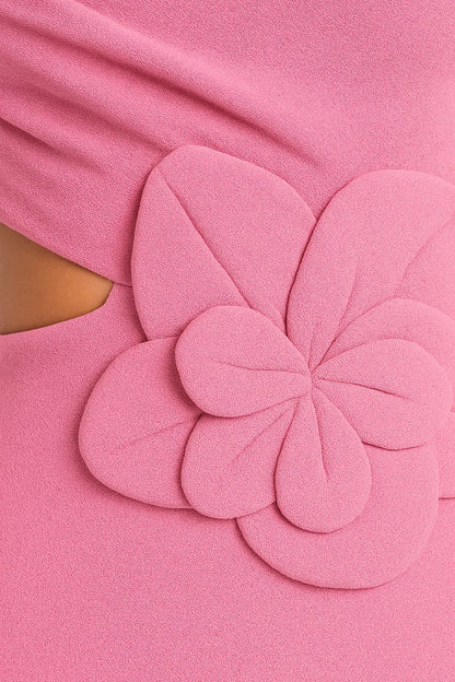 Abito lungo monospalla con fiore 3D | Eleganza estiva con dettaglio cut-out