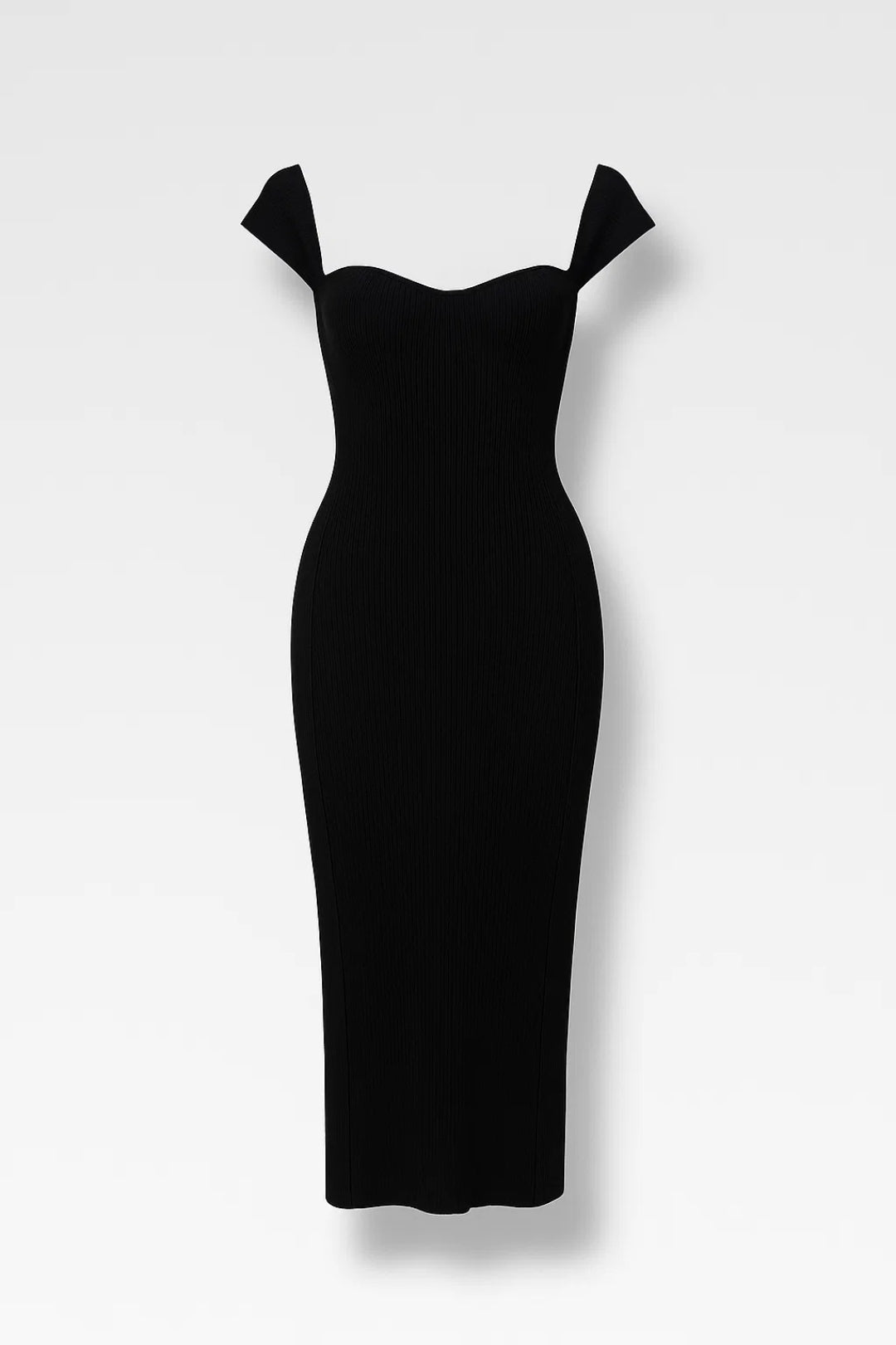 Abito midi aderente | Scollo a cuore e maniche scese | Maglia elasticizzata