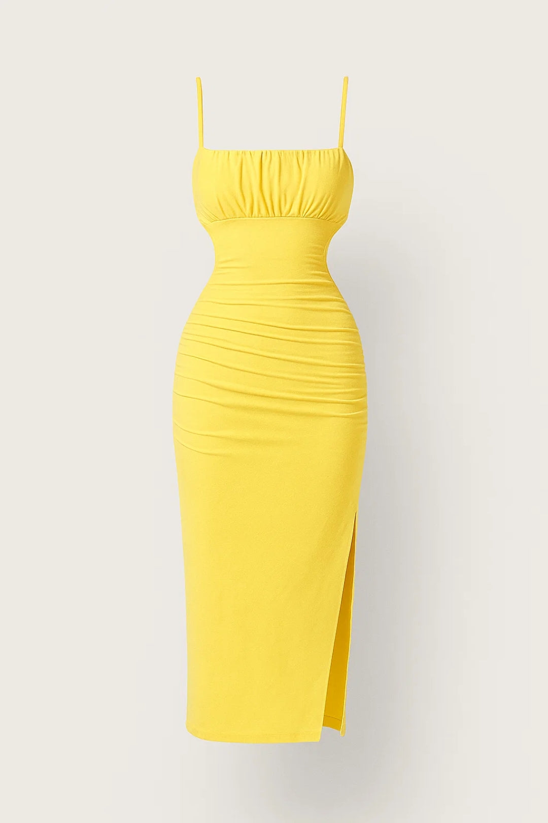 Abito midi aderente | Spalline sottili | Con cut-out laterali