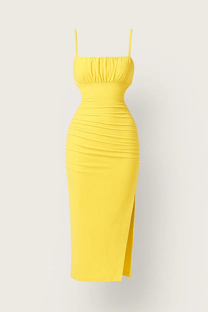 Abito midi aderente | Spalline sottili | Con cut-out laterali