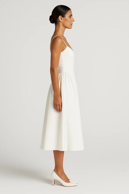 Abito midi con spalline sottili e corsetto regolabile