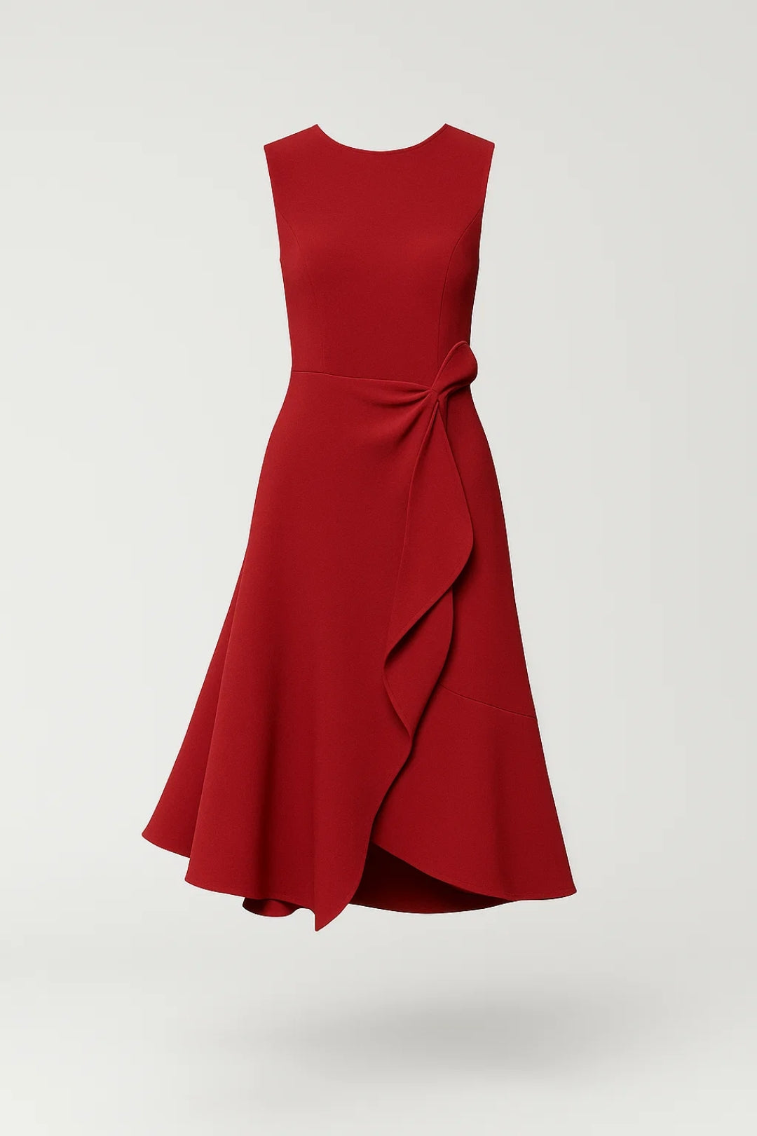 Abito midi elegante con nodo laterale | Taglio svasato e raffinato