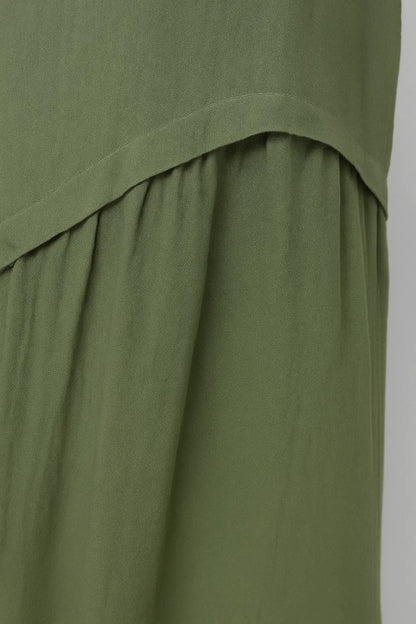 Abito midi in cotone con maniche risvoltabili | Linea morbida | Tasche applicate