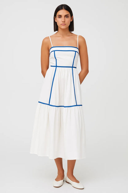 Abito midi in lino con spalline sottili