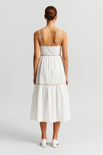Abito midi in lino con spalline sottili