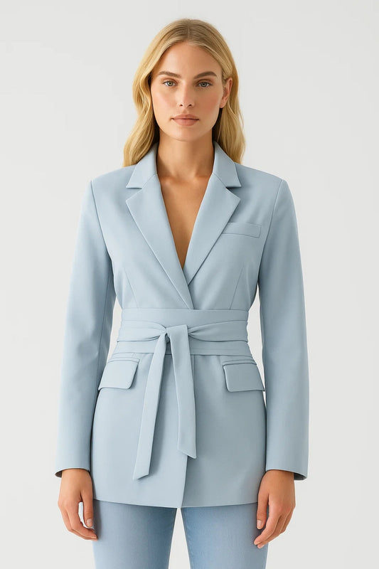 Blazer elegante con cintura in vita e rever classico