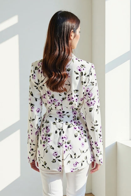 Blazer lunga floreale con cintura | Stile femminile e raffinato