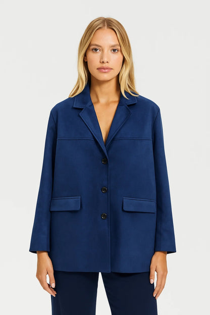 Blazer lungo con chiusura a bottoni e tasche a patta