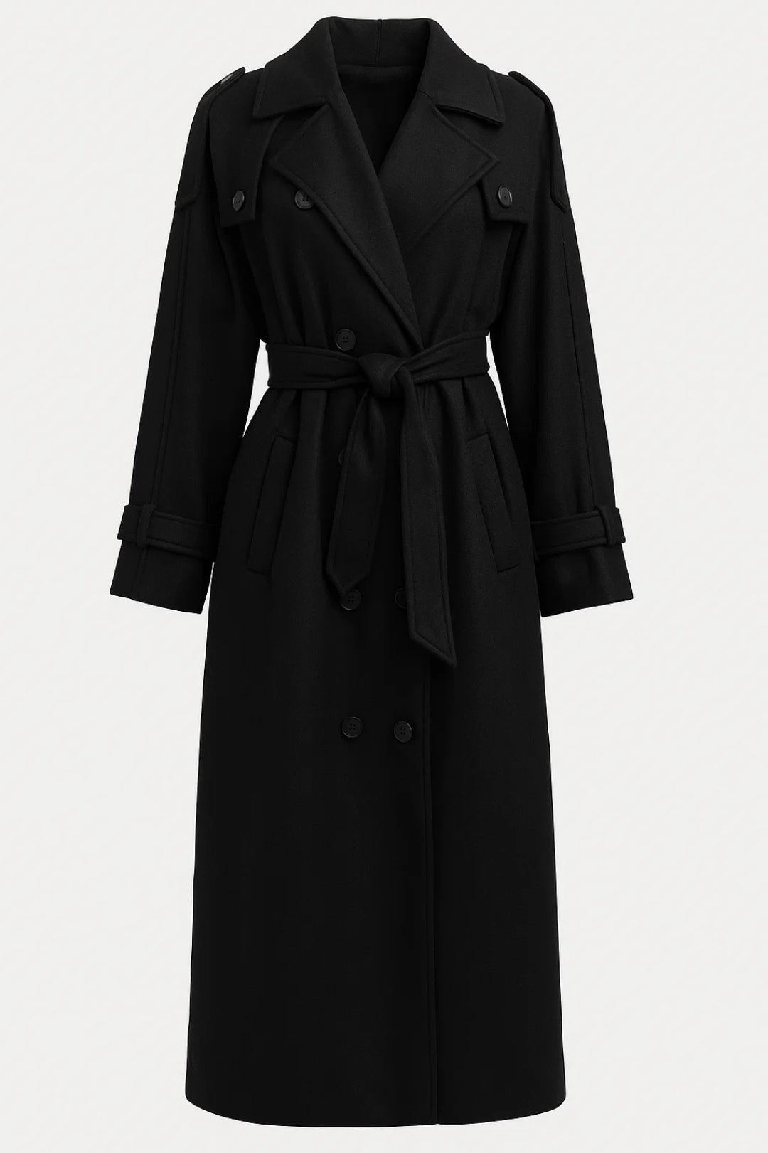 Cappotto Lungo Donna | Doppiopetto con Cintura | Caldo per Inverno