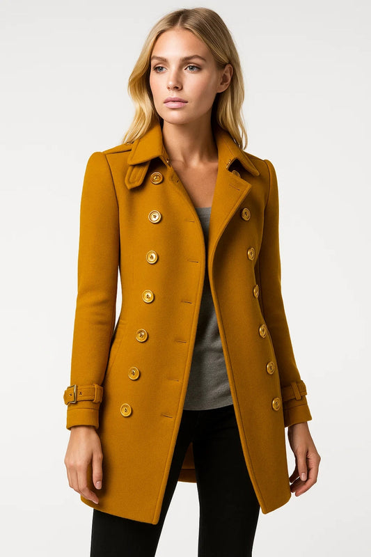 Cappotto doppiopetto con cintura decorativa