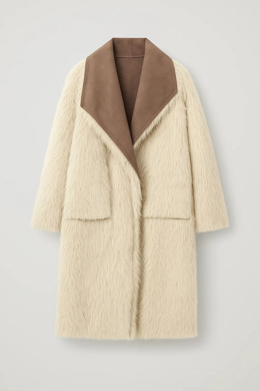 Cappotto lungo con revers a contrasto