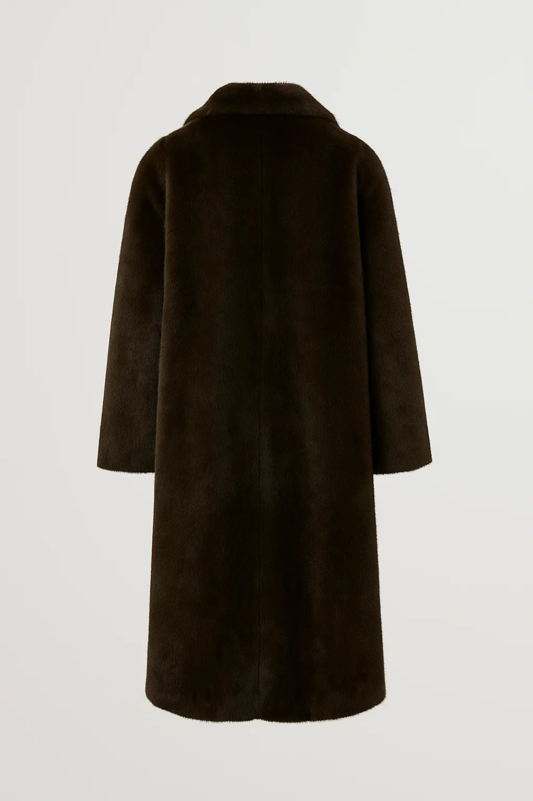 Cappotto lungo effetto pelliccia con collo sciallato