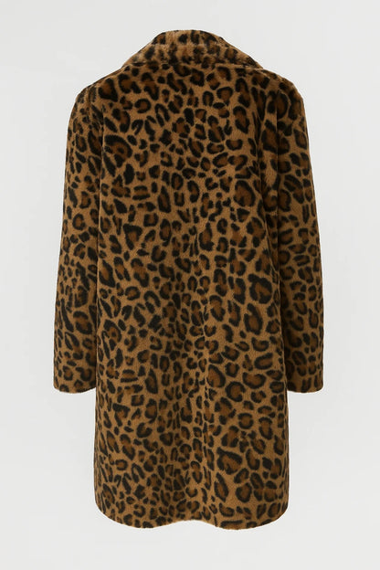 Cappotto lungo effetto pelliccia con stampa animalier