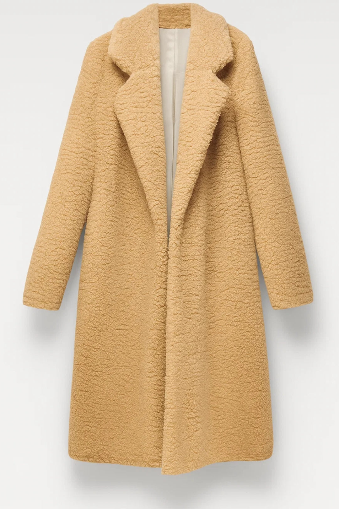 Cappotto lungo in tessuto effetto peluche