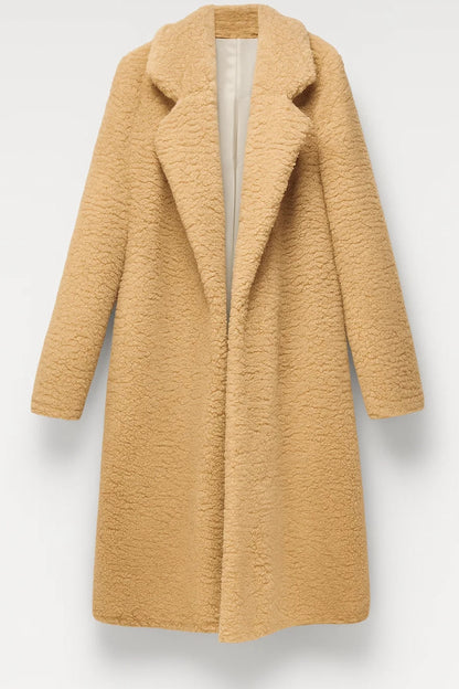 Cappotto lungo in tessuto effetto peluche