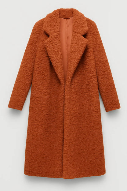 Cappotto lungo in tessuto effetto peluche