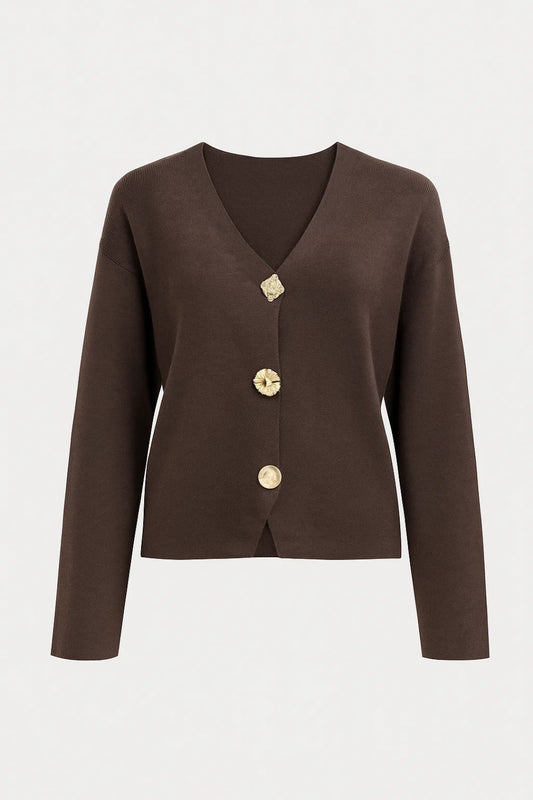 Cardigan con bottoni decorativi asimmetrici | Design raffinato e minimal