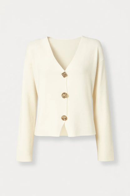 Cardigan con bottoni decorativi asimmetrici | Design raffinato e minimal