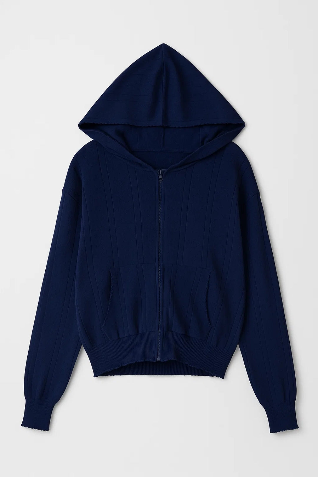 Cardigan con cappuccio e zip frontale