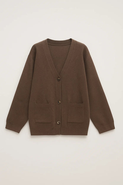 Cardigan con scollo a V e tasche applicate