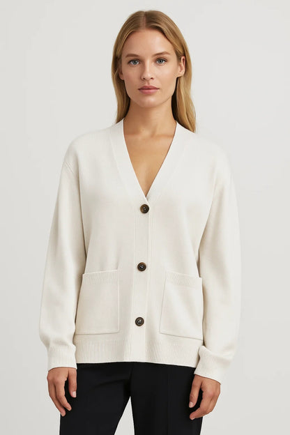 Cardigan con scollo a V e tasche applicate