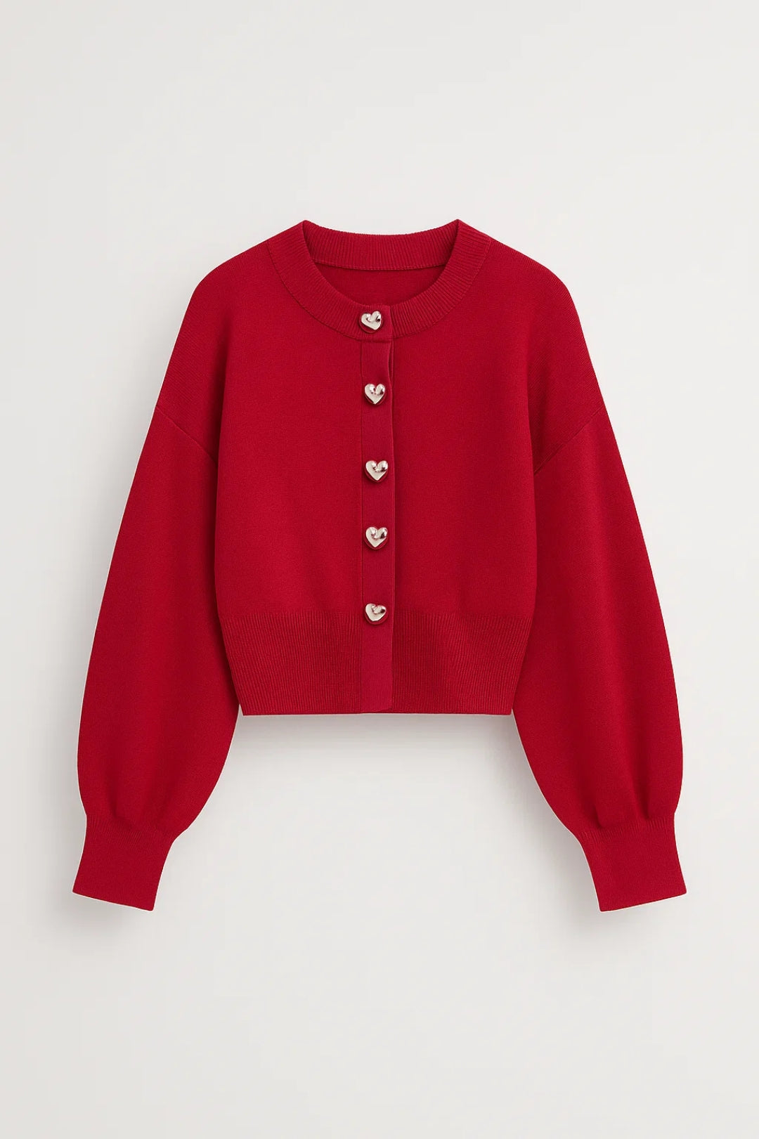 Cardigan corto con bottoni a forma di cuore