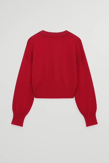 Cardigan corto con bottoni a forma di cuore