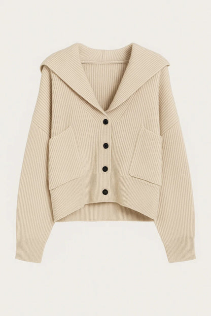 Cardigan corto con bottoni e collo ampio