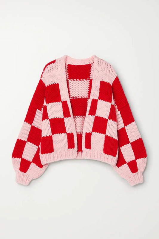 Cardigan lavorato a maglia grossa | Design a quadri oversize