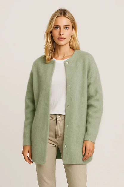 Cardigan lungo con bottoni e scollo tondo