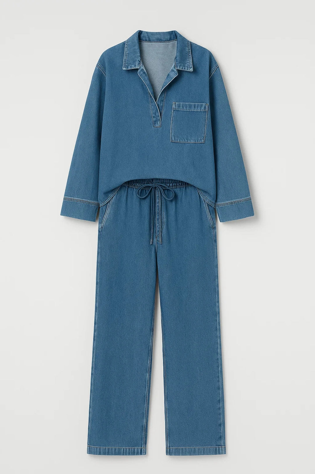 Completo casual con camicia e pantaloni larghi