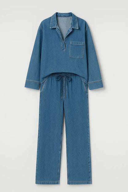 Completo casual con camicia e pantaloni larghi