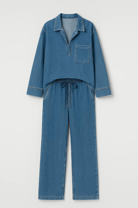 Completo casual con camicia e pantaloni larghi
