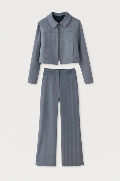 Completo con giacca corta e pantaloni ampi | Stile moderno e strutturato