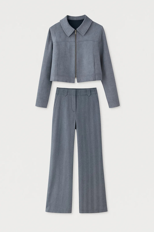 Completo con giacca corta e pantaloni ampi | Stile moderno e strutturato