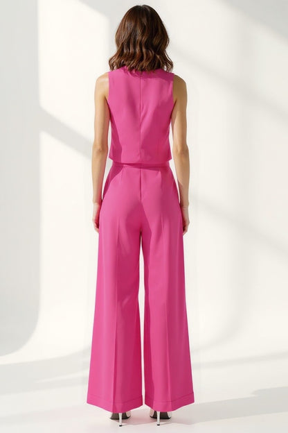 Completo due pezzi con gilet e pantaloni a gamba larga