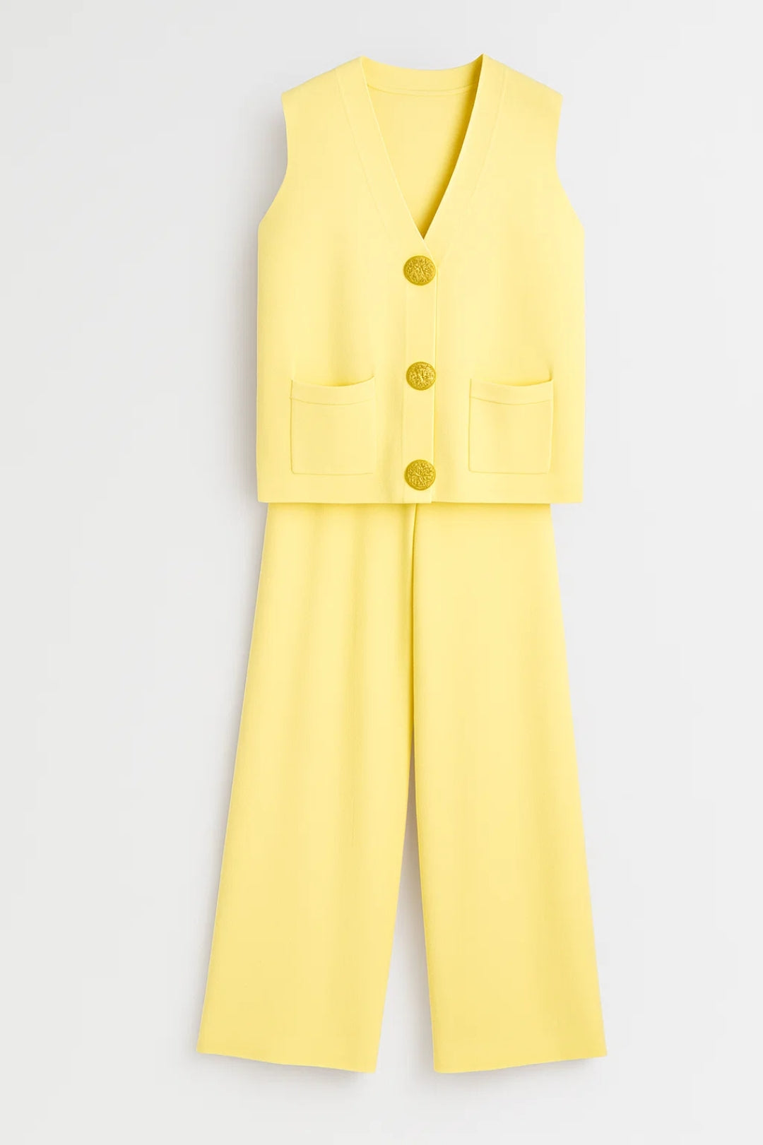Completo due pezzi con gilet smanicato e pantaloni a gamba larga