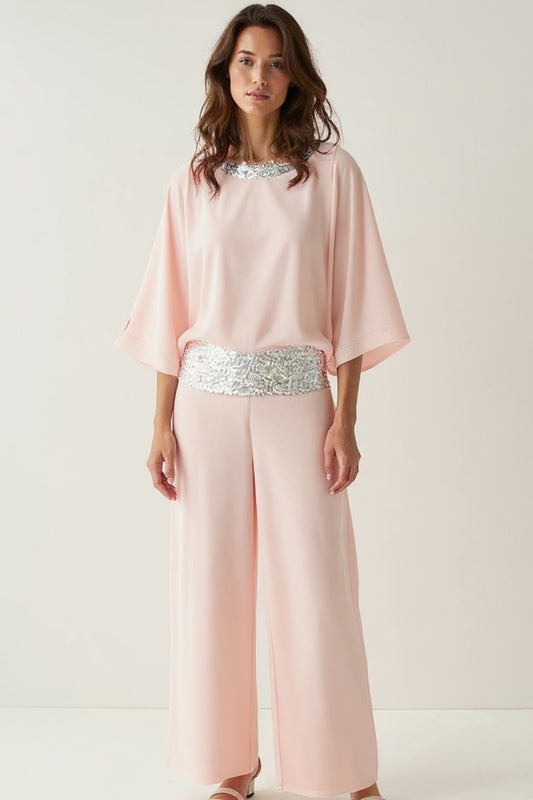 Completo due pezzi con paillettes | Blusa ampia e pantaloni palazzo