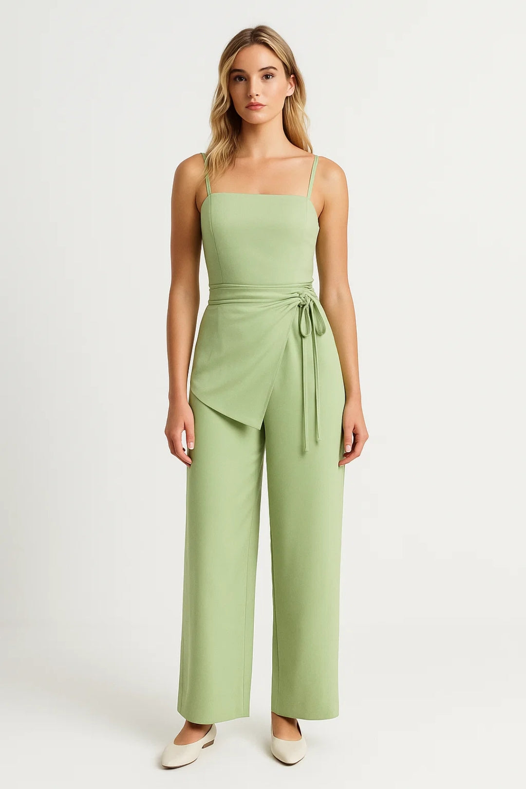 Completo due pezzi con top a spalline e pantaloni larghi