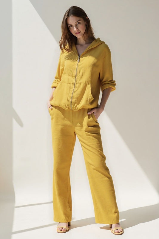 Completo due pezzi con zip frontale | Felpa con cappuccio e pantaloni larghi