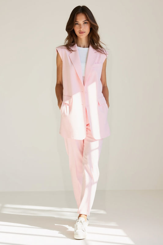 Completo due pezzi smanicato da donna | Gilet lungo e pantaloni eleganti