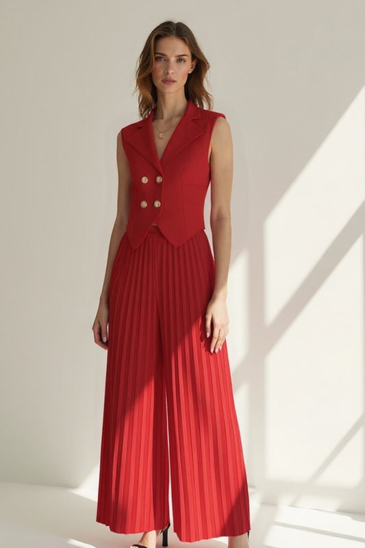 Completo elegante con gilet sartoriale e pantaloni plissé | Due pezzi coordinati