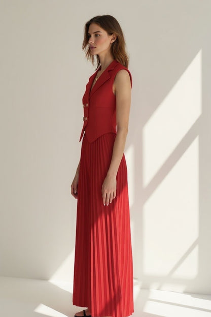 Completo elegante con gilet sartoriale e pantaloni plissé | Due pezzi coordinati
