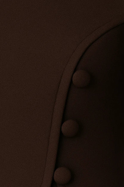 Completo elegante con tunica lunga asimmetrica e pantaloni ampi | Marrone scuro