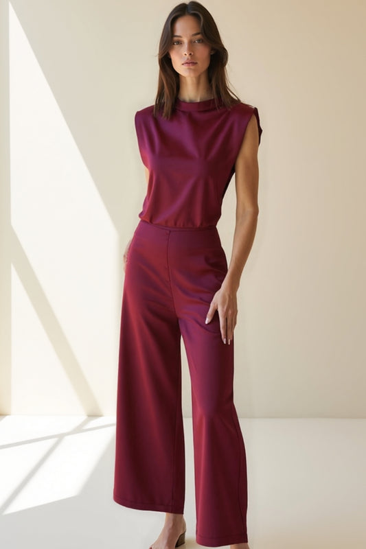 Completo elegante due pezzi | Top smanicato con schiena scoperta e pantaloni a palazzo