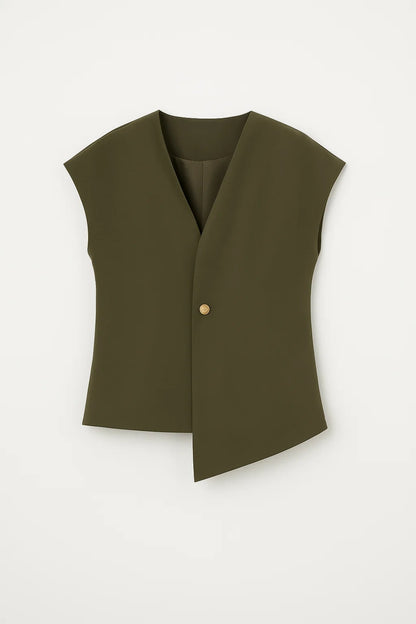 Completo elegante due pezzi con top senza maniche e pantaloni a palazzo