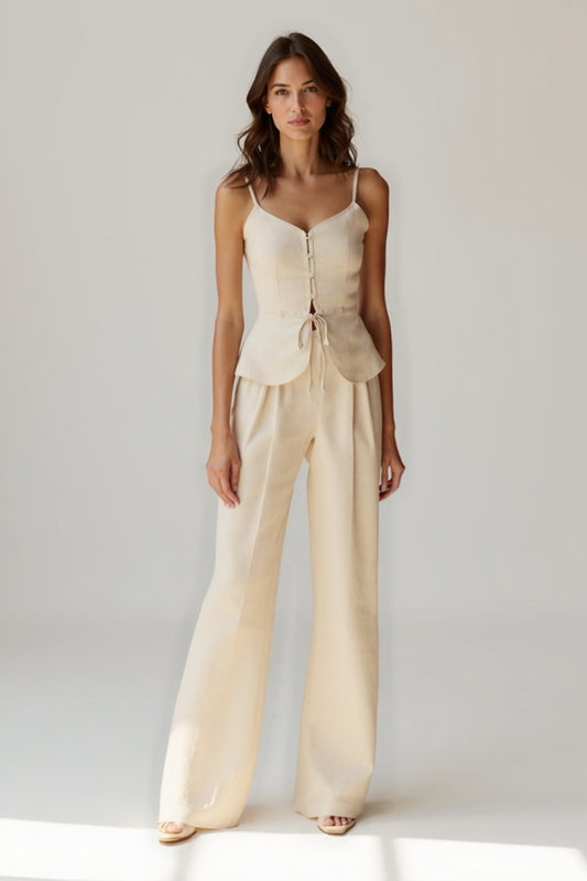 Completo estivo due pezzi | Corsetto con spalline sottili e pantaloni a gamba larga