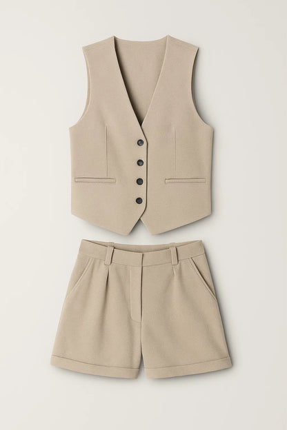 Completo gilet e shorts elegante | 2 pezzi